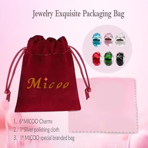 MICOO 925 Sterling Silver Charms for Bracelets,Fashion DIY Dangle Pendants Beads Simulated Birthstone Charms,Birthday Gifts for Women - color: 6 styles charms4