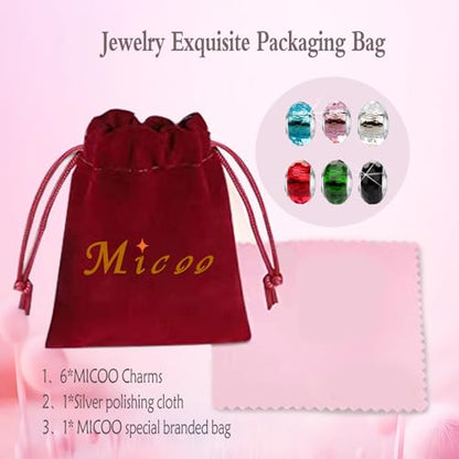 MICOO 925 Sterling Silver Charms for Bracelets,Fashion DIY Dangle Pendants Beads Simulated Birthstone Charms,Birthday Gifts for Women - color: 6 styles charms4