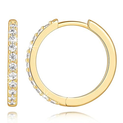 14K Gold Hoop Earrings Small Gold Huggie Hoop Earrings for Women | 14K Gold Earrings for Women CZ Gold Hoop Earrings Lightweight Hypoallergenic Gold Hoop Earrings for Women 12/14/16/20/25/30mm - size: 20mm