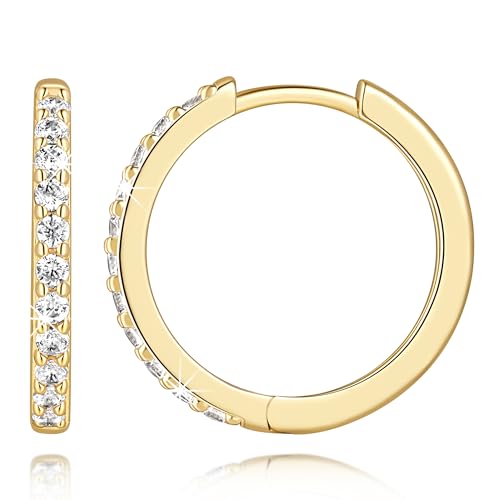 14K Gold Hoop Earrings Small Gold Huggie Hoop Earrings for Women | 14K Gold Earrings for Women CZ Gold Hoop Earrings Lightweight Hypoallergenic Gold Hoop Earrings for Women 12/14/16/20/25/30mm - size: 20mm