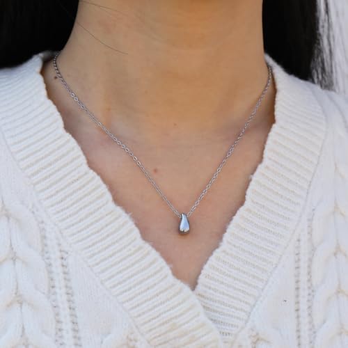 RZKING Silvery Necklace for Women, Gifts for Friend Mom Daughter Teacher - style: Teardrop