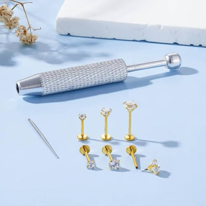 Uni-J Flat Back Stud Earrings for Women Hypoallergenic Surgical Stainless Steel Internal Thread Tragus Helix Cartilage Conch Nose Monroe Labret Medusa Piercing Jewelry /Be Equipped With Piercing Ball Grabber Tool(18G/20G - Gold/Silver/Black/Rose Gold) - c