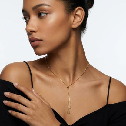 Lariat Gold Necklace for Women, Dainty Long Necklace Gold/Silver Plated Y-Shaped Pendant Necklace, Trendy Drop Necklaces Simple Gold Jewelry Gifts For Women - style: Triangle-Gold