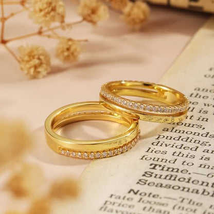 Gold Rings for Women Non Tarnish Stackable Rings 14k Gold Plated Pinky Ring for Women Cubic Zirconia Gift - color: Dual Stacking Rings