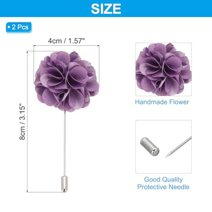 PATIKIL Flower Boutonnieres Pin, Lapel Pin for Men Camellia Flower for Suit Wedding Graduation Anniversary Graduation Outfit Accessories - color: Light Purple