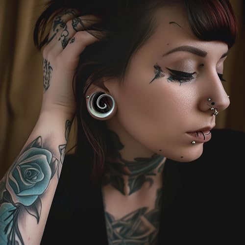2PCS Spiral Saddle Ear Tunnels Plugs 316 Stainless Steel Ear Gauges Hypoallergenic Earrings Expander Stretcher Piercing Body Jewelry - color: Silver, size: 10mm(00G)