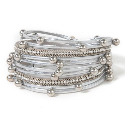 Rantanto Leather Wrap Bracelets For Women Gold Twist Lock Buckle Wrist Cuff | PU leather,Skin-friendly,Boho Stackable Wristband,Fashion Daily Jewelry,Trend Casual Party Bangle,Fit For Birthday, Holiday - color: Multi Silver