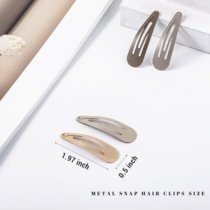 48 PCS Small Metal Barrettes For Women Non Slip Water Drop Snap Clips For Thick Thin Fine Hair Classic Accessories,Black Brown Beige,1.97 x 0.5 In - color: Black Brown Beige