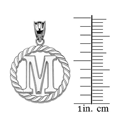 Claddagh Gold Fine 925 Sterling Silver Personalized Initial A-Z Roped Circle Charm Pendant - style: M