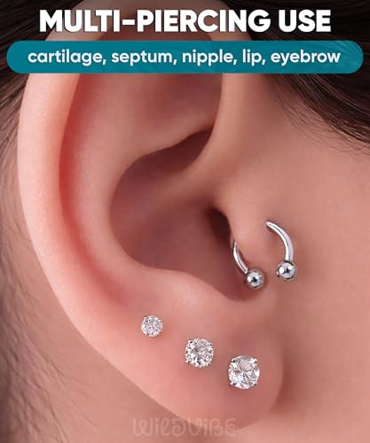 Surgical Steel Septum Rings 16g 14g - Lip Ring Smiley Piercing Hoop for Cartilage Earrings, Tragus, Helix, Daith, Conch - Eyebrow Circular Horseshoe Septum Piercing Jewelry - color: 16g Set - Silver
