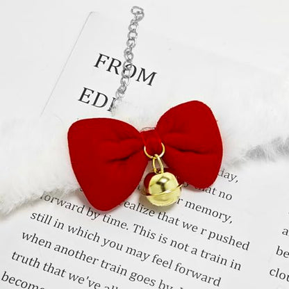 Bow Necklace for Women Red Bow Choker Black Ribbon Necklace Pearl Velvet Lace Necklaces Cute BowKnot Necklaces for Christmas Gifts - color: red D