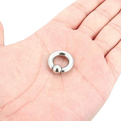 12G 10G 8G 6G 4G 2G 0G 00G Large Septum Rings Gauges Earrings Hoops 316L Surgical Steel Spring Action Captive Bead PA Ring CBR Septum Nose Rings Piercing Jewelry for Women Men - color: Silver, size: 4G=5mm Inner Dia: 1/2" (12mm)