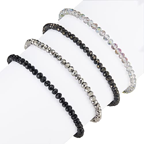 Noessla Beaded Boho Stretch Bracelet Colorful Stackable Crystal Beads Bracelets Trendy Costume Jewelry Mothers Day Gifts for Women - color: Black