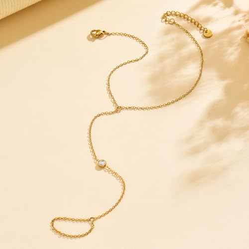 Dainty Cubic Zircon Foot Chain for Women 18K Gold Plated Stainless Steel Adjustable Ankle Bracelet Trendy Paperclip Cross Star Pearl Beach Summer Foot Jewelry Fashion Accessories Gifts for Women - color: Single CZ-GD