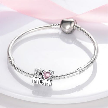 925 Silver Charm for Bracelets Animal Pet Insect Series Women Jewelry Gift - color: Pink Heart