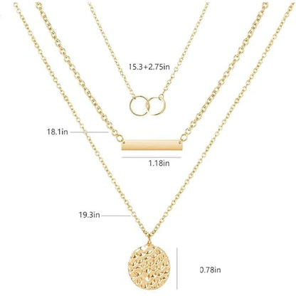 Layered Necklace Pendant Handmade Dainty Choker Bar Layering Long Necklace for Women(Silver) - color: Golden buckle