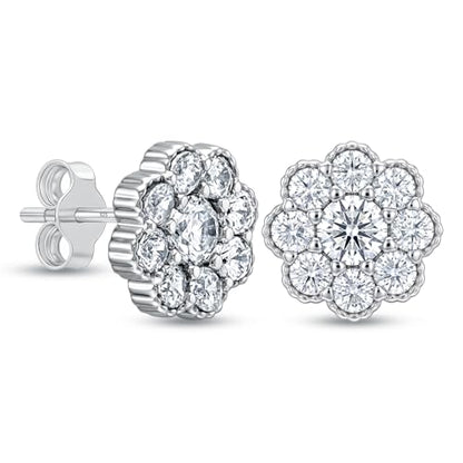 LeCalla 925 Sterling Silver Cubic Zirconia Stud Earrings for Women | Classic CZ Silver Earrings Jewelry | Birthday Anniversary Valentine’s Day Gift for Her, Wife, Mom - color: Flower Cluster CZ