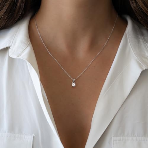 Dainty Silver Gold Necklaces for Women Cute Station Choker Simulated Diamond Necklace Simple Layering CZ Necklace Trendy Jewelry Gifts - color: Silver, style: Square