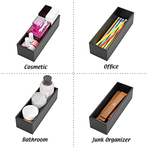 Black Bamboo Drawer Organizer - Silverware&Utensil Holder Organizer for Kitchen Drawers, Multi-Use Drawer Dividers Boxes for Bathroom Counter，Cabinet, Garage, Office Desk, Makeup, Jewelry (9"3"2.5") | Silverware Cutlery Utensil Tray, Multi-Use Drawer Divi