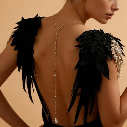 Back Necklace with Rhinestone Pearl Pendant Back Body Chain for Backless Dress Bridal Wedding Backdrop Necklace Crystal Simple Waist Body Jewelry for Women - color: B1