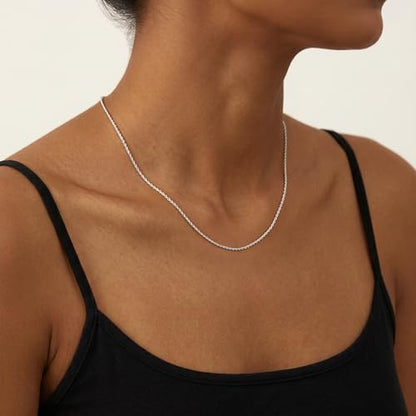S925 Sterling Silver Chain for Women, 2mm Sterling Silver Rope Chain Necklace Thick Sturdy Colourfast Necklaces Jewelry for Women 16/18/20/22 Inch - color: Silver