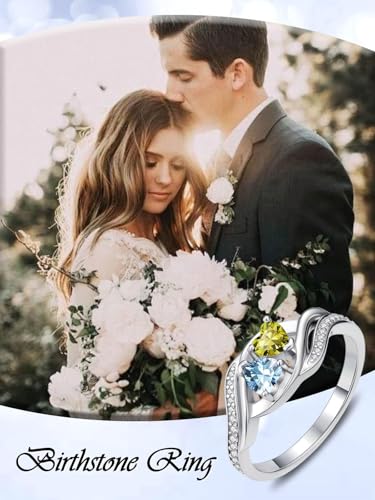Peridot and Aquamarine Rings August and March Birthstone Branch Statement Promise Band Rings Anniversary Jewelry Bridal Wedding Engagement Eternity Valentine's Mothers Day Birthday Gifts for Women Her Girlfriend