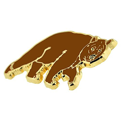 PinMart Wild Animal Enamel Lapel Pin - color: Brown Grizzly Bear Gold Plated, size: 10 Pack