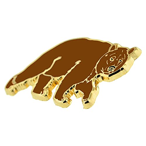 PinMart Wild Animal Enamel Lapel Pin - color: Brown Grizzly Bear Gold Plated, size: 5 Pack