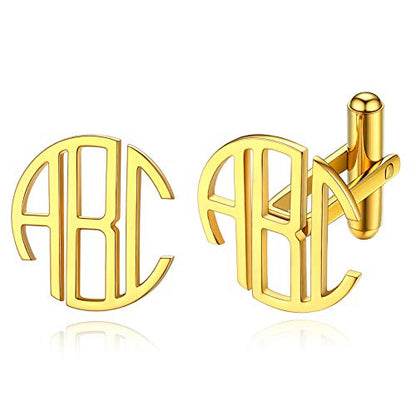 Custom4U Custom Photo Cufflinks for Men Father of the Bride Gifts - color: F-Monogram-Gold