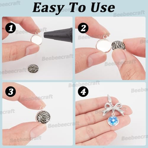 Beebeecraft 40Pcs Blank Bezel Pendant Trays Base, 12mm Sterling Silver Plated 304 Stainless Steel Round Blank Bezel Pendant Cabochon Settings Cups Charms for Jewelry Making DIY Findings - color: Silver, size: 12mm 40pcs