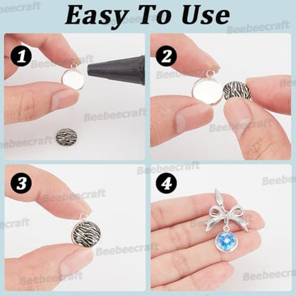Beebeecraft 40Pcs Blank Bezel Pendant Trays Base, 12mm Sterling Silver Plated 304 Stainless Steel Round Blank Bezel Pendant Cabochon Settings Cups Charms for Jewelry Making DIY Findings - color: Silver, size: 12mm 40pcs