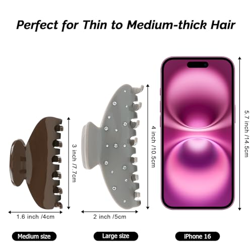 MAORULU Medium Cute Acetate Hair Claw Clips for Women Girls, 3 Inch Claw Clips for Thin & Medium Thick Hair, Durable French Banana Clip with Gift Box (Dark Brown) - color: Dark Brown