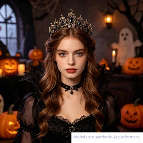 Kamirola - Queen Crown and Tiaras Princess Crown for Women Crystal Headbands for Bridal, Princess for Wedding and Party - color: Black