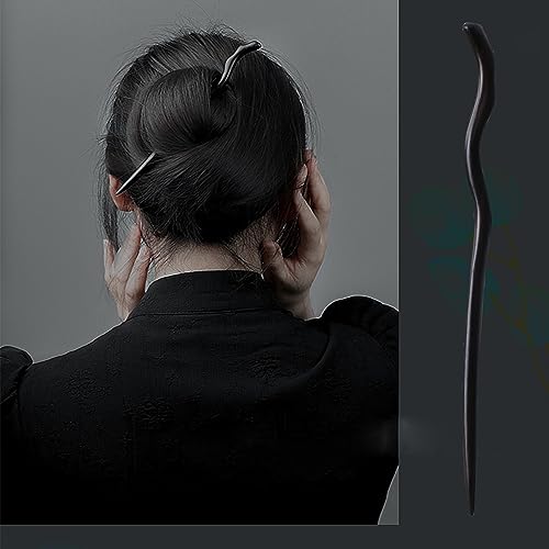 Hair Sticks for Buns 9.0" Ebony Hair Chopsticks for Women Long Hair Simply Wooden Hair Pin sticks (1-Ebony 9") - color: 1-Ebony 9"