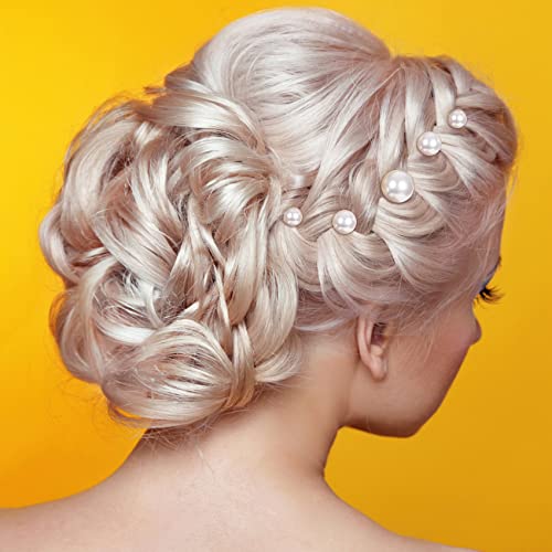 OIIKI 12PCS Pearls Hair Bobby Pins, Pearl Hair Clips, 3 Sizes, Gold | Pearl Barrettes, Decorative Wedding Bobby Pins, Bridal Hairstyles Accessories for Women, Girls, Daily Use, Parties