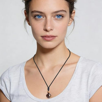 2pcs Natural Crystal Stone Lucky Coin Crystal Necklace Donut Pendnat, 16mm Stone Bead Pendant for Women and Men Necklace - color: Tiger's Eye