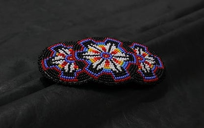 Beaded Hair Clips Native American Style Handmade Collection (Black) - color: Black