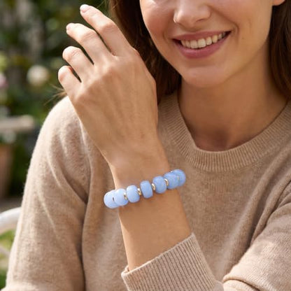 Chunky Beaded Bracelet for Women-Boho Bold Acrylic Resin Stretch Bracelets Trendy Summer Beach Elastic Bangle Vacation Jewelry Accessories - color: Style 1-Blue