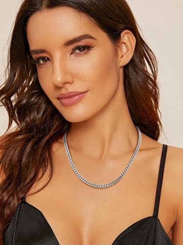 PROSTEEL Chunky Cuban Link Curb Chain Necklace for Women Men, Stainless Steel Choker Thick Trendy Statement Hip Hop Miami Cuban Chain Jewelry Gifts Unisex Size,5/12/14mm Widths,18"/20" - color: 5mm-Silver, size: 20inches
