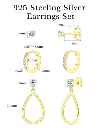 Mossanite 925 Sterling Silver Pendant and Earring Set Hypoallergenic Silver Earrings - color: 14K Gold