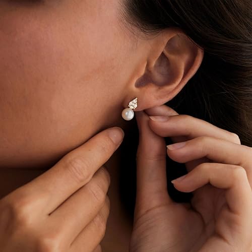 Pearl Earrings for Women:Gold Wedding Dangle Drop Earring Pearl Jewelry | 14K Gold Plated Pearl Drop Earrings for Women,Dainty Wedding Bride Earring Studs,Gold Dangle Drop Earring,Waterproof Jewelry - size: 1 pcs-10