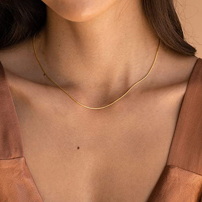 DEARMAY 14K Gold Plated Herringbone Necklaces for Women, Dainty Gold Snake Choker Chain Non Tarnish Trendy Simple Thin & Chunky Options Neckalce 1.5/3/5/6/8mm Chain Jewelry for Gifts - color: 1.5MM 16"-GD Herringbone Necklace