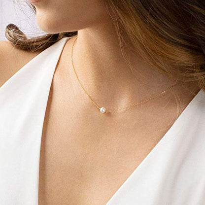 Turandoss Dainty Layered Choker Necklace, Handmade Y Pendant Necklace Multilayer Bar Disc Necklace Adjustable Layering Choker Necklaces for Women - style: 3PCS - simulated Pearl&Curved Bar&Bar