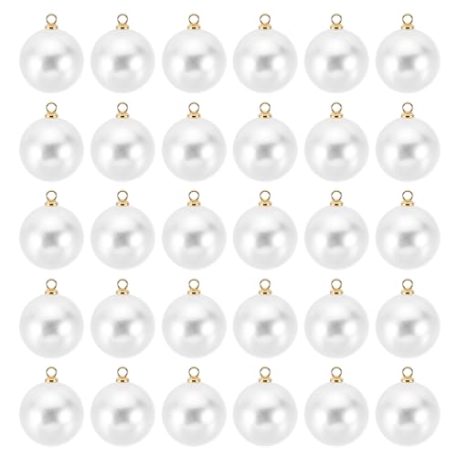 PATIKIL Pearl Charm, 100pcs Pearl Beads Faux Pearl Pendant Charm DIY for Jewelry Making Bracelets Earrings Necklace Crafts - color: Golden White, size: 18mm