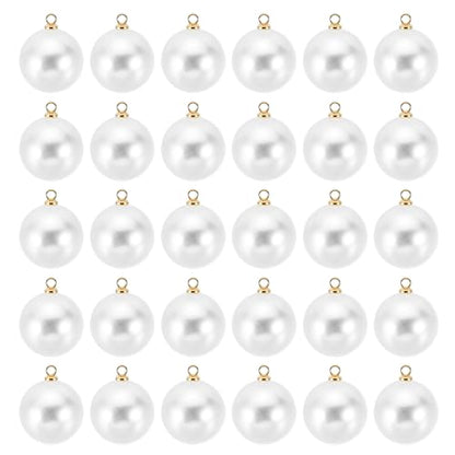 PATIKIL Pearl Charm, 100pcs Pearl Beads Faux Pearl Pendant Charm DIY for Jewelry Making Bracelets Earrings Necklace Crafts - color: Golden White, size: 18mm