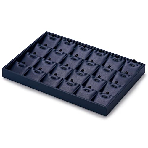 Oirlv 24-Grid Stackable Necklace Tray with Removable Inserts,Blue | 24 Necklace Sections,Removable Insert Cards,Anti-Tangle Design,Space-Saving Event Display,13.8×9.5Inch - color: Blue, size: 24 Grid Tray with Inserts