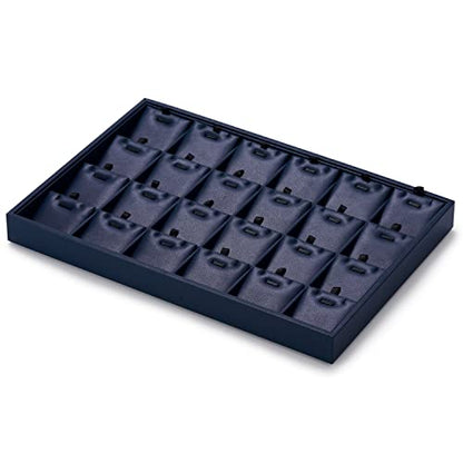 Oirlv 24-Grid Stackable Necklace Tray with Removable Inserts,Blue | 24 Necklace Sections,Removable Insert Cards,Anti-Tangle Design,Space-Saving Event Display,13.8×9.5Inch - color: Blue, size: 24 Grid Tray with Inserts