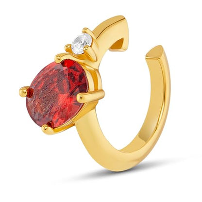 MILLA Ear Cuffs Non Piercing, Birthstone Jewelry, 14K Gold Plated over 925 Sterling Silver Half Hoop Dainty Earrings for Women Trendy with CZ Stones, Lightweight and Hypoallergenic - color: 01 January - Garnet