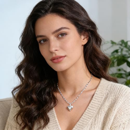 Necklace 14K Silver Plated Simple Shining Heart-Shaped Pendant Delicate Dlegance Unique Jewelry Lobster Clasp Adjustable Extender - style: 14K Sliver Heart-Shaped Pendant