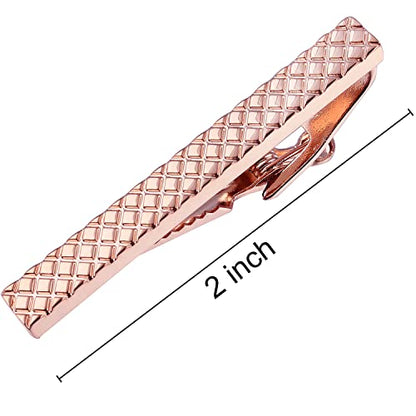 HAWSON Metal Cufflinks and Tie Clip Set for Men Novelty Cuff Links and Tie Bar Gifts for Wedding Level,Football, Musical Symbols Designs - color: Rose Gold Knot